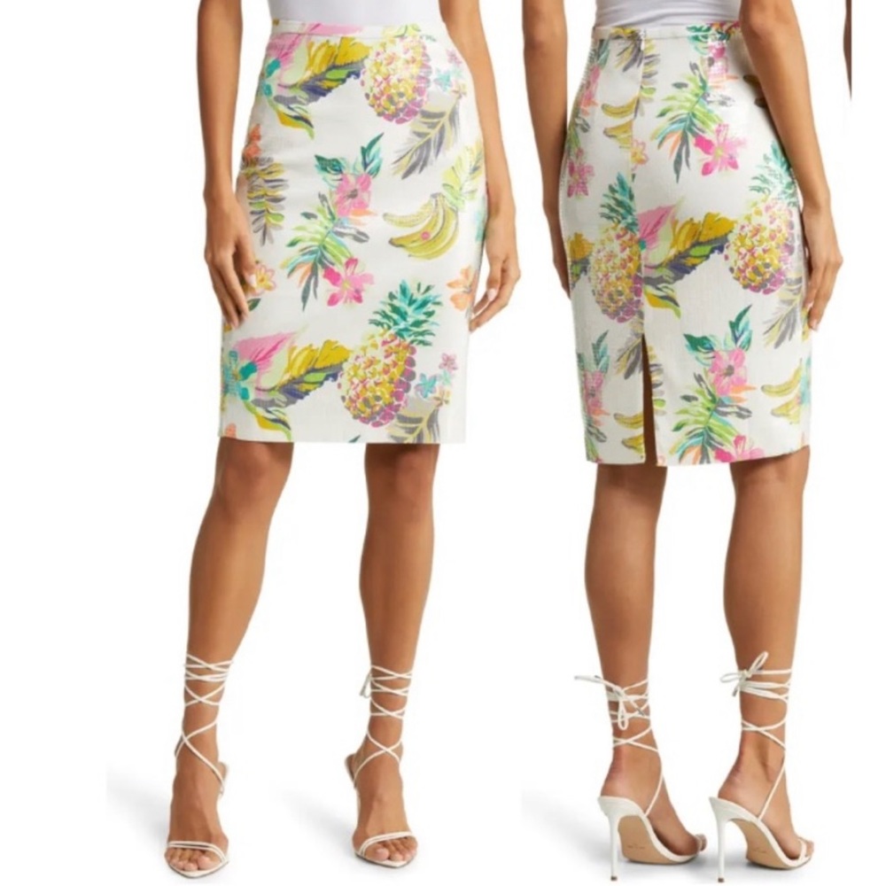 NEW Le Superbe Sequins Tropical Pencil Skirt